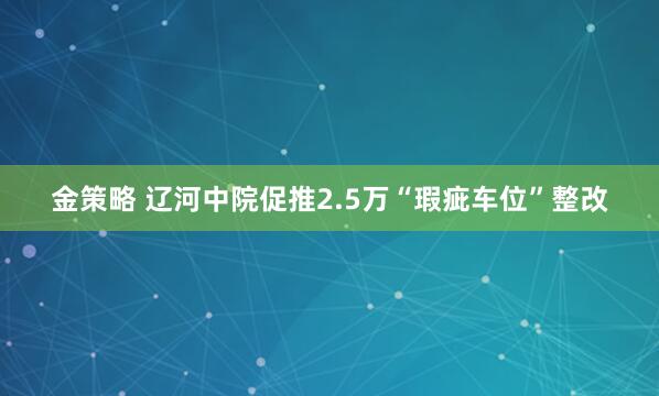 金策略 辽河中院促推2.5万“瑕疵车位”整改